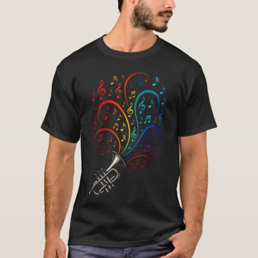 ジャズ・ノーツ・エクスプロージョン - サックスの音楽 Tシャツ (正面)