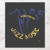 ジャズ・ミュージック中毒 ワインラベル (シングルラベル)