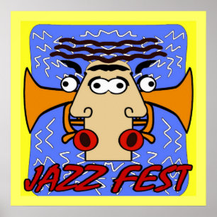 ジャズFestの立体派の顔および角 ポスター