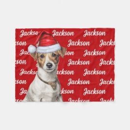 ジャッおもしろいク・ラッセル犬の名前のクパターン(の模様が)あるリスマス フリースブランケット