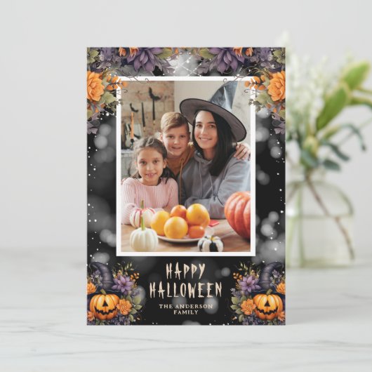 ジャッおもしろいク – O' – ランタン写真ハッピーハローウィンカード シーズンカード (スタンド正面)