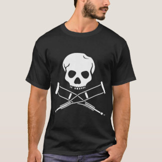 ジャッカススカル及び松葉杖のロゴ Tシャツ