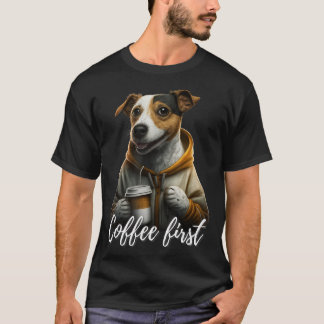 ジャッカッコいいク・ラッセル・テリアとコーヒーとことわざ Tシャツ