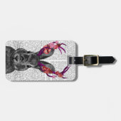 ジャッカロペとピンク〔雄ジカの〕枝角 ラゲッジタグ (正面横)