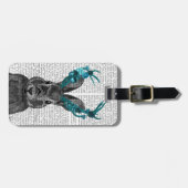 ジャッカロープとターコイズ〔雄ジカの〕枝角 ラゲッジタグ (正面横)