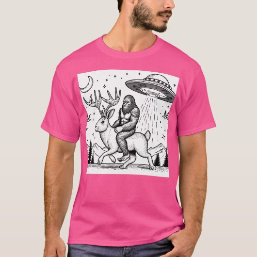 ジャッカロープの上に大きな足 Tシャツ (正面)