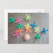 ジャッキカラフルをボードに投げたボール ポストカード (正面/裏面)