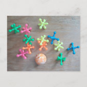 ジャッキカラフルをボードに投げたボール ポストカード (正面)