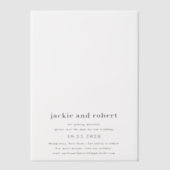 ジャッキーモダンウェディング日付の保存 ベラム紙招待状 (正面)