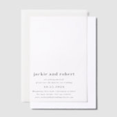 ジャッキーモダンウェディング日付の保存 ベラム紙招待状 (オフセット)