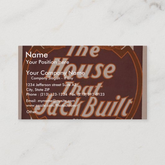 ジャックが造った家、「Broadhurst」のレトロのTh 名刺 (正面)