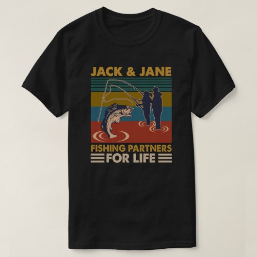 ジャックとジェーンの魚釣りシャツ Tシャツ (デザイン正面)