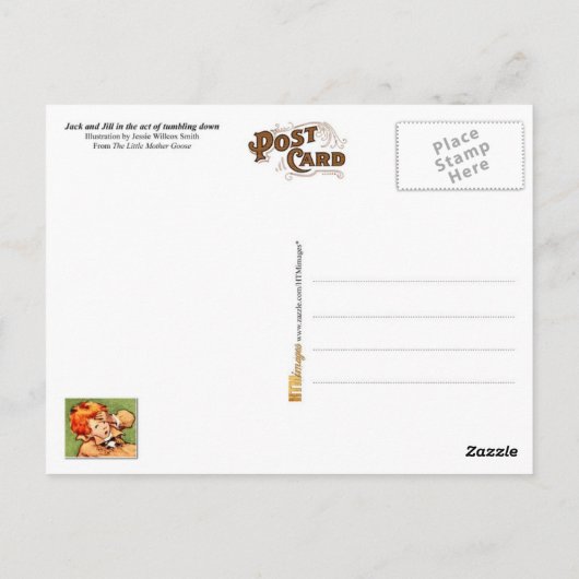 ジャックとジルが丘を転がり落ちた ポストカード (裏面)