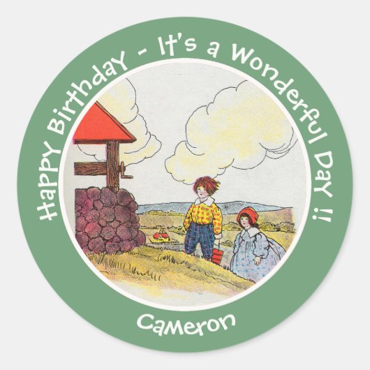 ジャックとジルのお母さんガチョウの誕生日パーティーのアイテム ラウンドシール (正面)