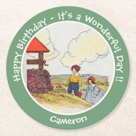 ジャックとジルのお母さんガチョウの誕生日パーティーのアイテム ラウンドペーパーコースター