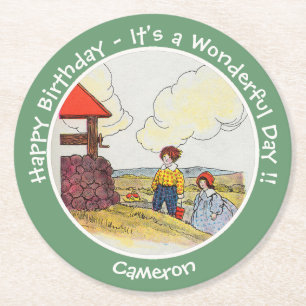 ジャックとジルのお母さんガチョウの誕生日パーティーのアイテム ラウンドペーパーコースター