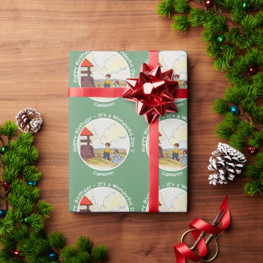 ジャックとジルのお母さんガチョウの誕生日パーティーのアイテム ラッピングペーパー (クリスマスギフト)