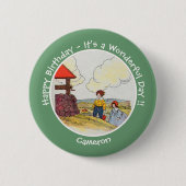 ジャックとジルのお母さんガチョウの誕生日パーティーのアイテム 缶バッジ (正面)