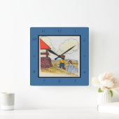 ジャックとジルは丘を登った子供部屋ライム スクエア壁時計 (ホーム)