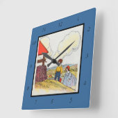 ジャックとジルは丘を登った子供部屋ライム スクエア壁時計 (傾斜)