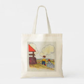 ジャックとジルは丘を登った子供部屋ライム トートバッグ (裏面)