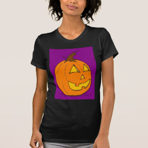 ジャックのoのランタンの紫色レディース小柄いTシャツ Tシャツ