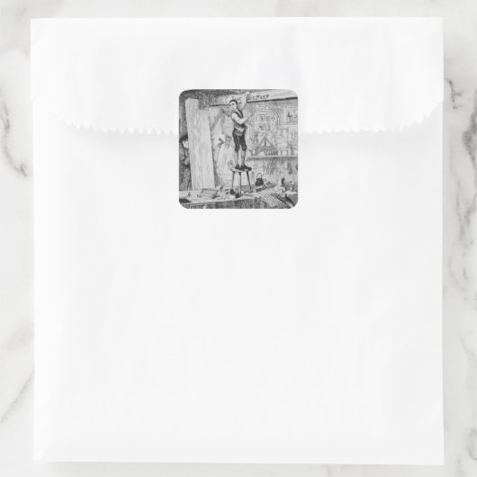 ジャックは店の梁に自分の名前を刻む スクエアシール (バッグ)