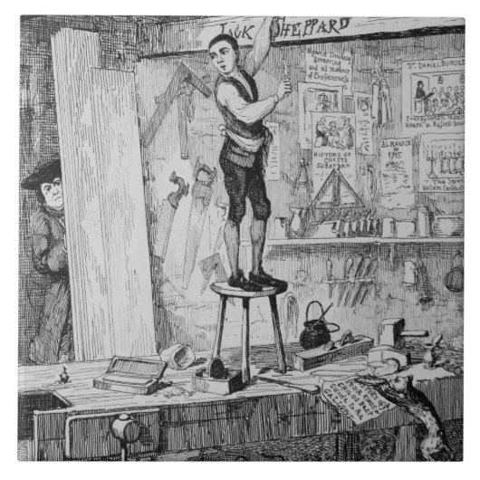 ジャックは彼のの店のビームの彼の名前を切り分けます タイル (正面)