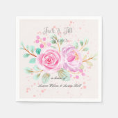 ジャックアンドジルブライダルシャワー水彩ピンクローズ スタンダードカクテルナプキン (正面)