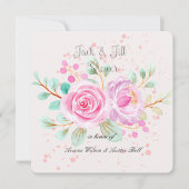 ジャックアンドジルブライダルシャワー水彩ピンクローズ 招待状 (正面)
