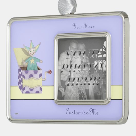 ジャックインザボックス – 伝統的おもちゃ(パステル) シルバープレートフレームオーナメント (左)