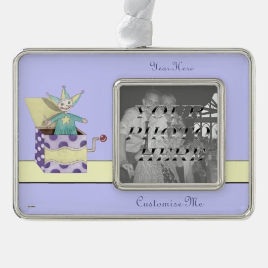 ジャックインザボックス – 伝統的おもちゃ(パステル) シルバープレートフレームオーナメント (正面)