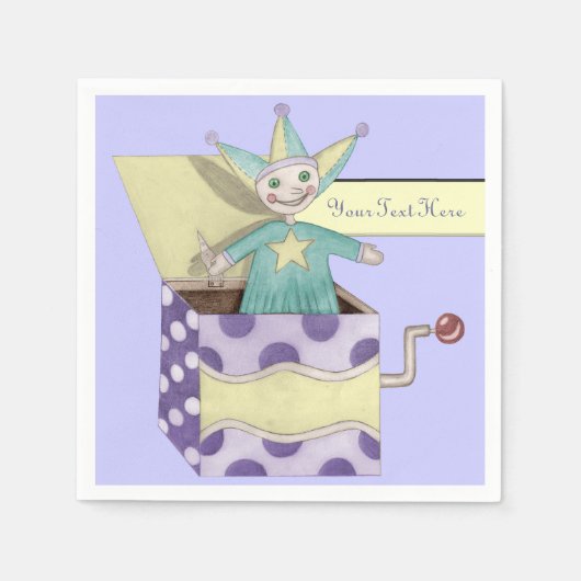 ジャックインザボックス – 伝統的おもちゃ（パステル） スタンダードカクテルナプキン (正面)