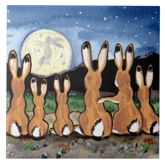 ジャックウサギがムーンダークブルーを見て6"タイル五徳 タイル (正面)