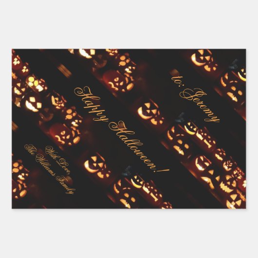 ジャックオおもしろいランタンパンプキンスハッピーハローウィン ラッピングペーパーシート (正面3)