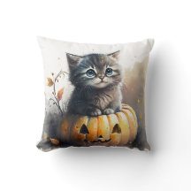 ジャックオランタンに登場する水彩柄のハロウィーン猫