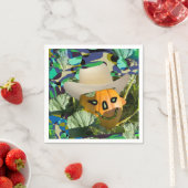 ジャックオランタンカボチャのカウボーイハットハロウィーン顔 スタンダードカクテルナプキン (インサイチュ)