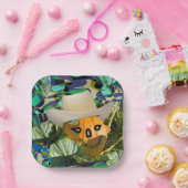 ジャックオランタンカボチャのカウボーイハットハロウィーン顔 ペーパープレート (パーティー)