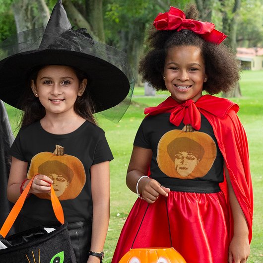 ジャックオランタンカリガリ顔ハロウィンガールズ Tシャツ