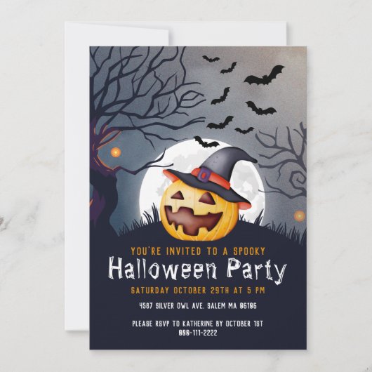 ジャックオランタンキッズ不気味ハローウィンパーティ 招待状 (正面)