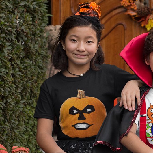 ジャックオランタンシニスター顔ハロウィンガールズ Tシャツ