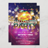 ジャックオランタンディスコボール大人ハローウィンパーティ 招待状 (正面/裏面)
