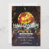 ジャックオランタンディスコボール大人ハローウィンパーティ 招待状 (正面)