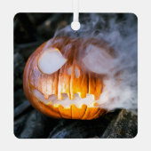 ジャックオランタンハロウィンカボチャの頭の火 メタルオーナメント (裏面)