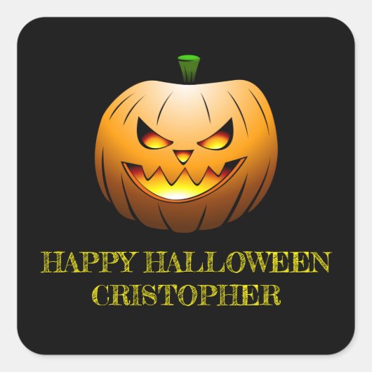 ジャックオランタンハロウィンカボチャ スクエアシール (正面)
