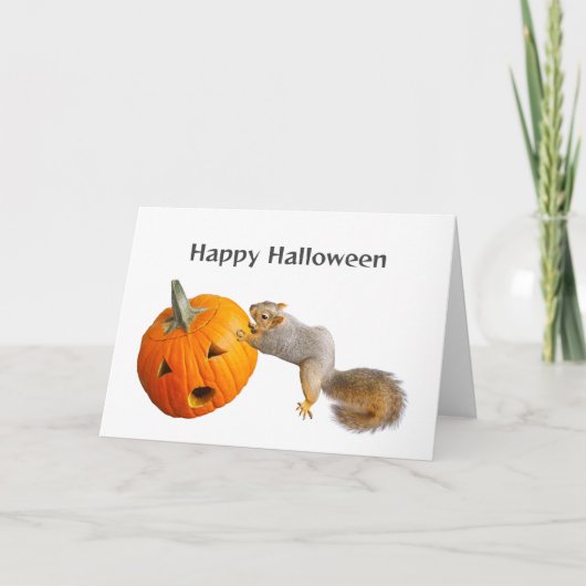 ジャックオランタンハロウィンカードを押すリス カード (正面)