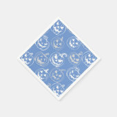 ジャックオランタンパターン白LブルーBG スタンダードカクテルナプキン (角)