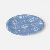 ジャックオランタンパターン白LブルーBG ペーパープレート (アングル)