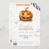 ジャックオランタンパンプキンカービングパーティー 招待状 (正面/裏面)