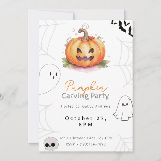 ジャックオランタンパンプキンカービングパーティー 招待状 (正面)
